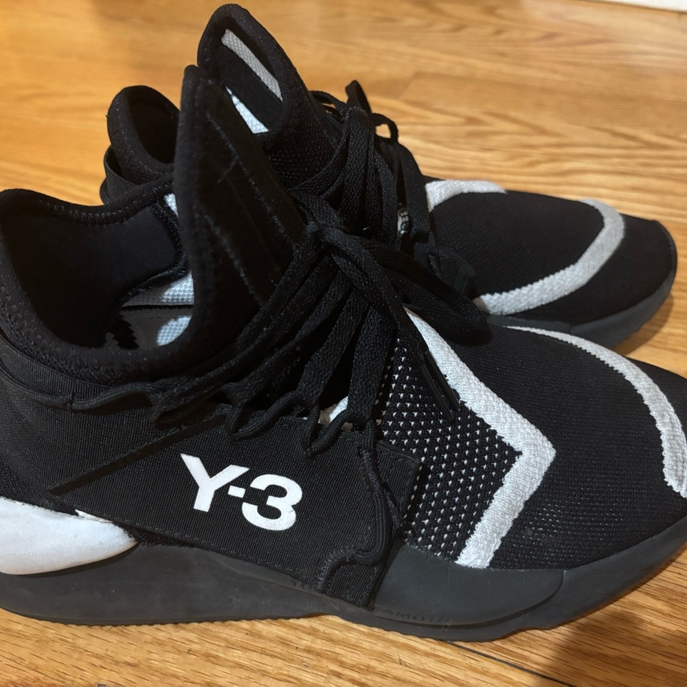 Y-3 Black and White Knit Sneakers